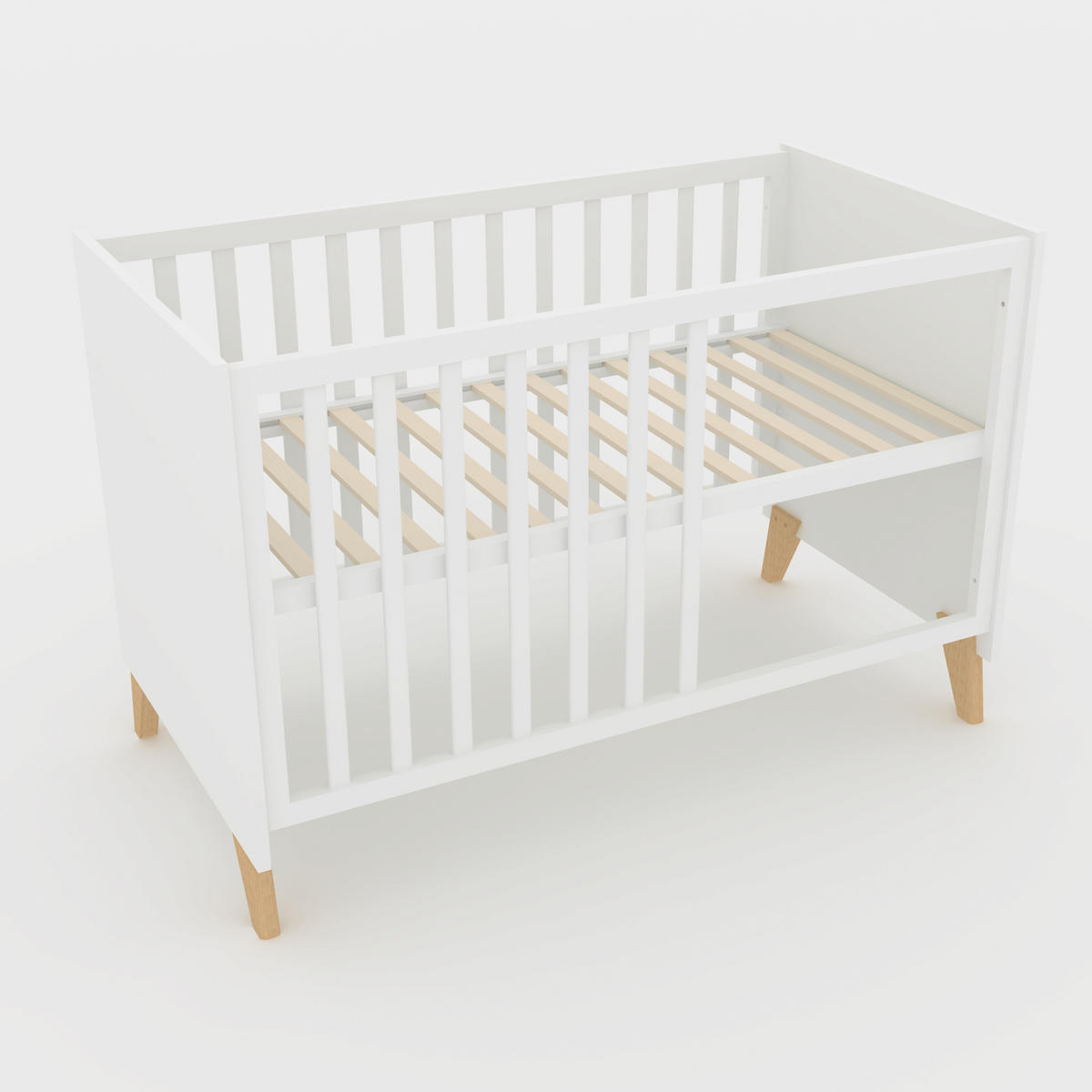 2-IN-1 BABY- & BEISTELLBETT Leon 60 x 120 - Honigeiche/Weiß, Holz (60/120cm) - Roba