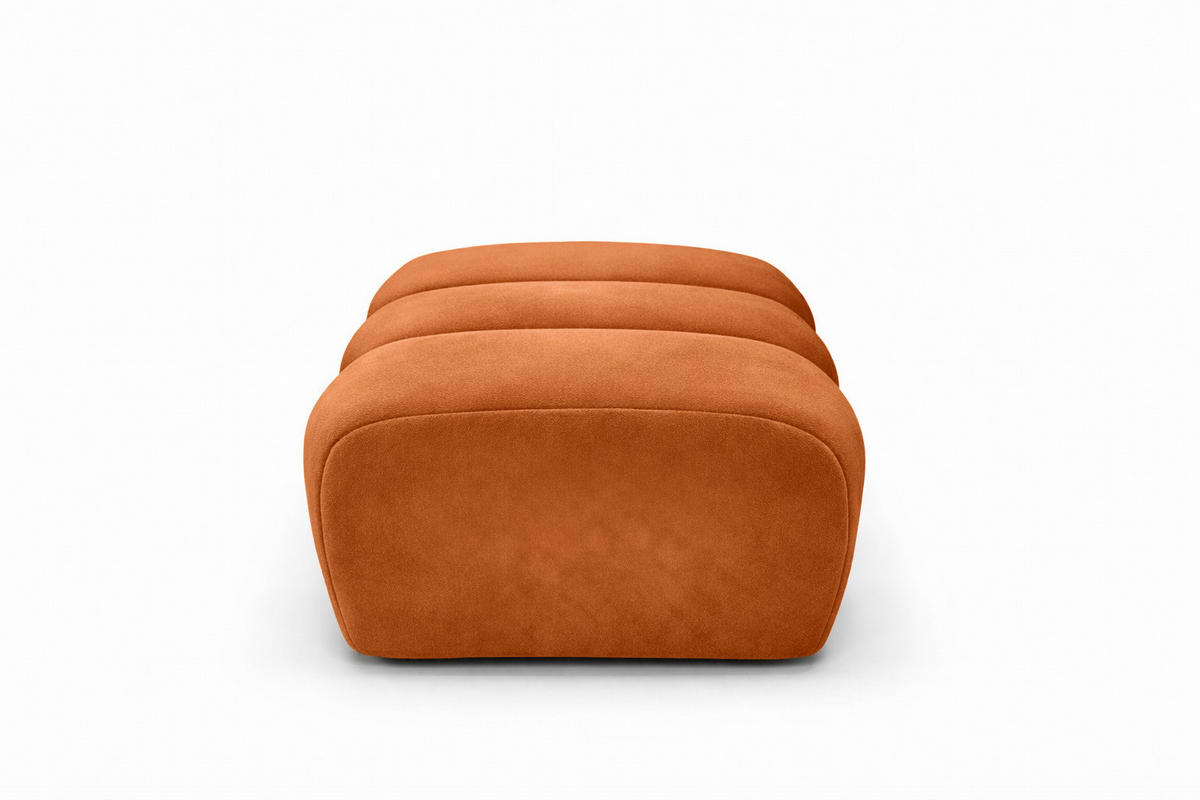 POUF modular, Veloursstoff Bluvel, Zimtfarbe, CROISSANT - Orange, Holz (105/44/70cm) - Kaiser Möbel
