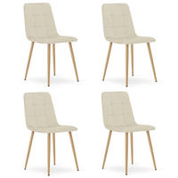 ESSZIMMERSTUHL 4-er Set PYRA hellbeige Sitzfläche, Beine in Holzfarbe - Hellbraun/Eichefarben, Textil (45/87/50.5cm) - Valora