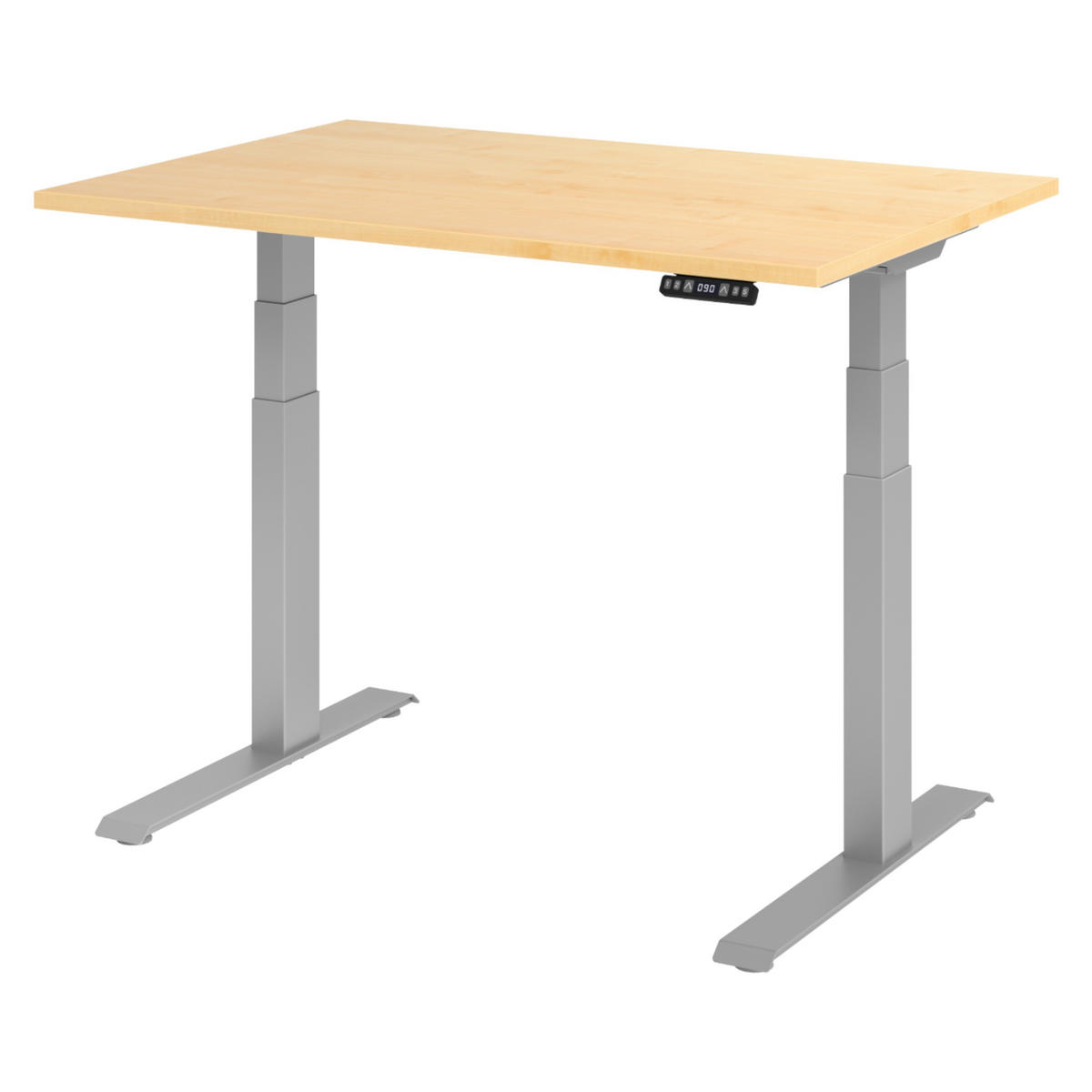 SCHREIBTISCH elektrisch XDKB 80/120/74 cm in Ahornfarben/Silberfarben - Silberfarben/Ahornfarben, Holzwerkstoff (80/120/74cm) - bümö