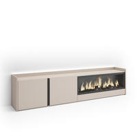 LOWBOARD, Beige, 212/35/50cm, Kamin mit Feuereffekt XXL - Beige, Holzwerkstoff (212/50/35cm) - Skraut Home