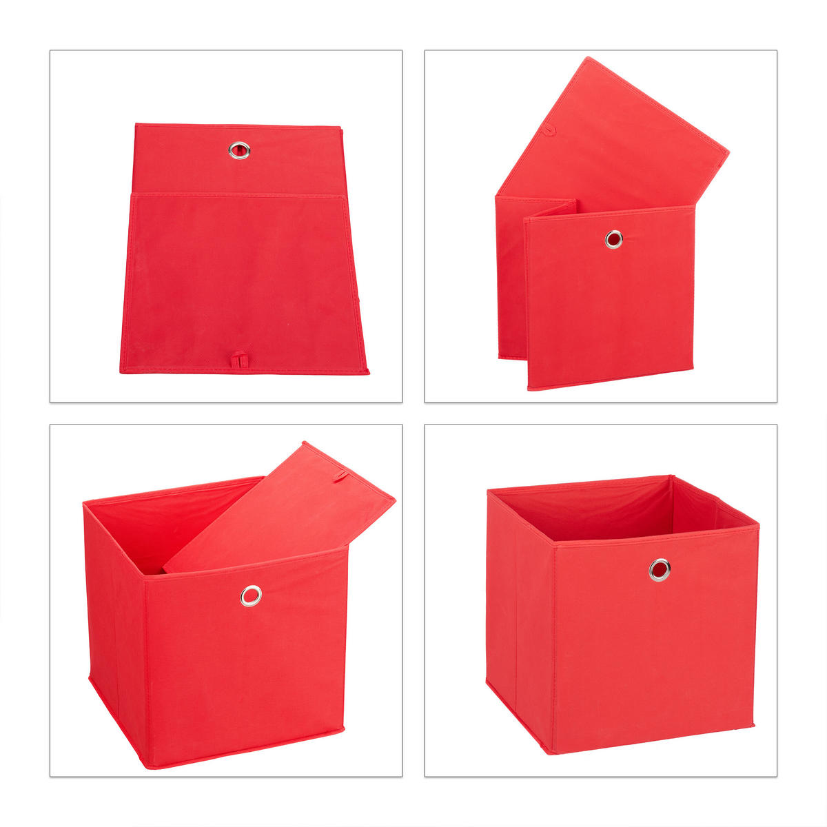 4XAUFBEWAHRUNGSBOX - Rot, Wellpappe/Textil (30/30/30cm) - Relaxdays