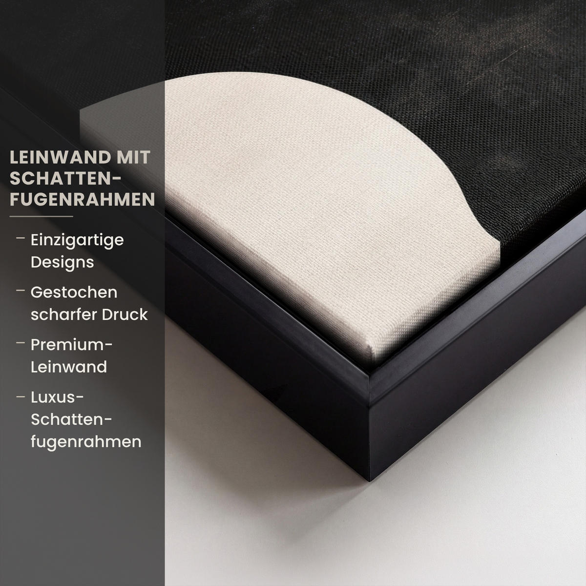 LEINWAND Bilder mit Rahmen - Abstrakt - Japandi - Beige - Modern - 30x20 - Schwarz, Textil (30/20cm) - MuchoWow