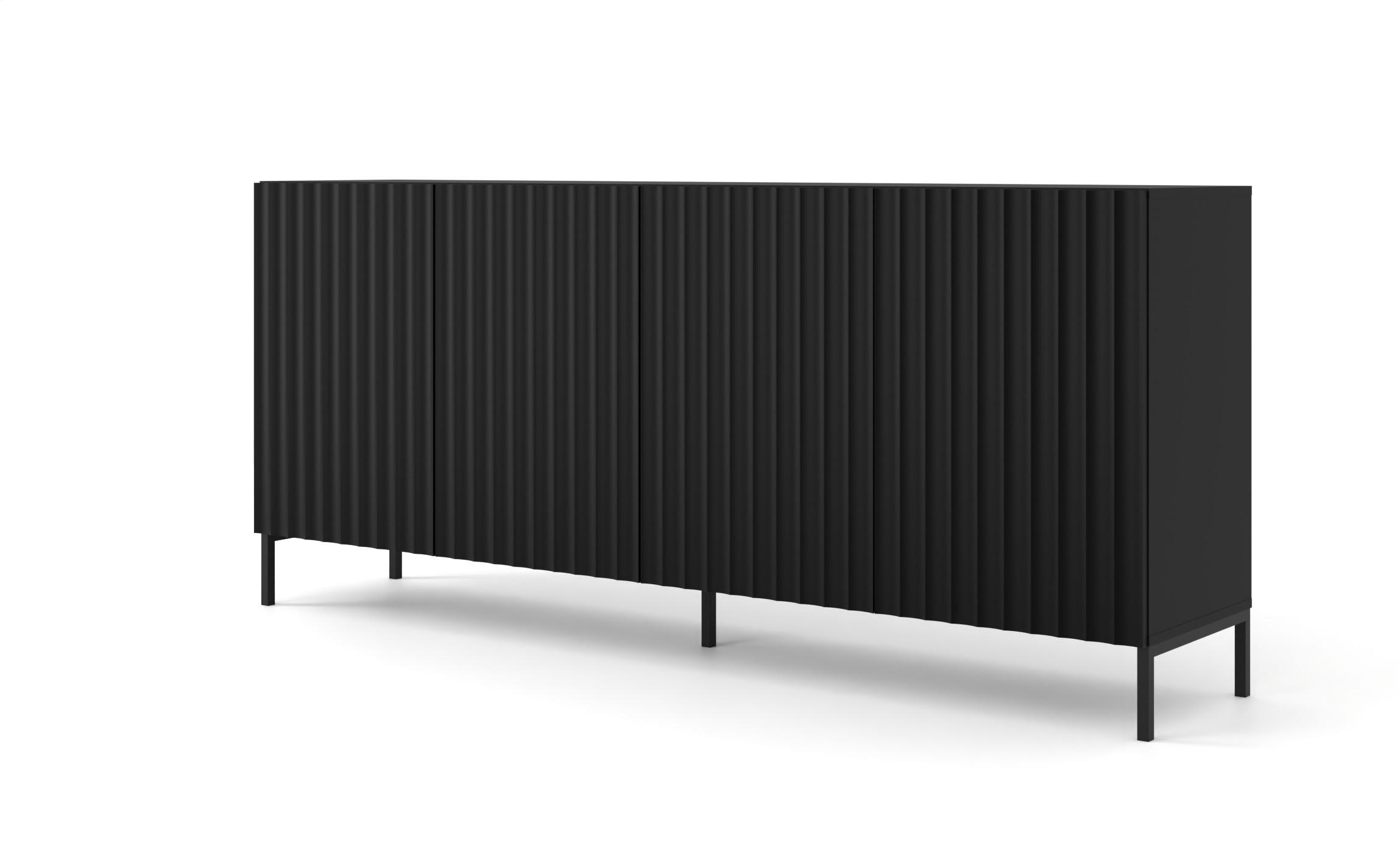 KOMMODE Schwarz, Schwarz 200/87/42 - Schwarz, Holzwerkstoff (200/87/42cm) - RAUMHIRSCH FURNITURE