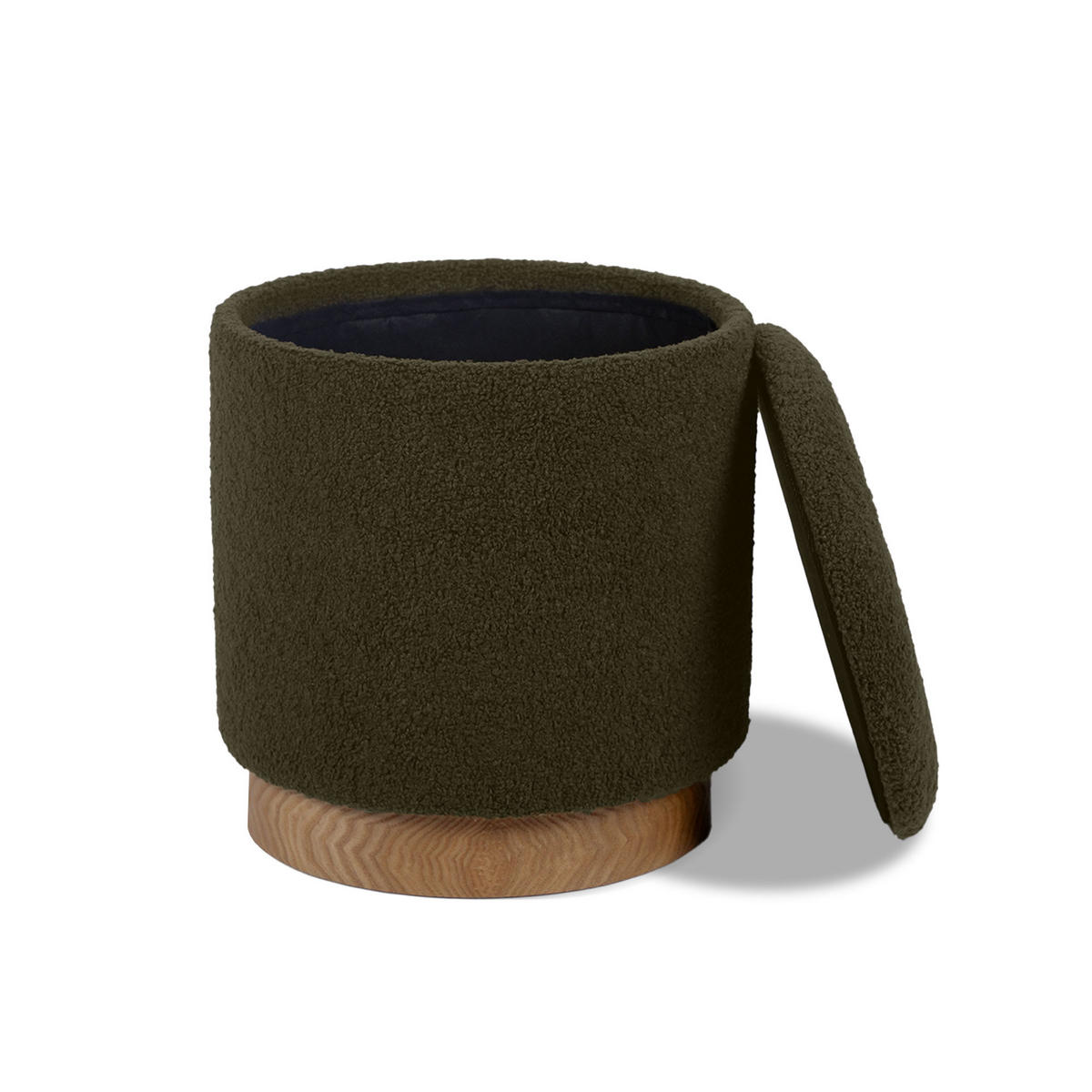 AUFBEWAHRUNGSHOCKER Juliette aus khakifarbenem Frotteestoff - Grün, Holzwerkstoff/Textil (38/42/38cm) - Sicaan