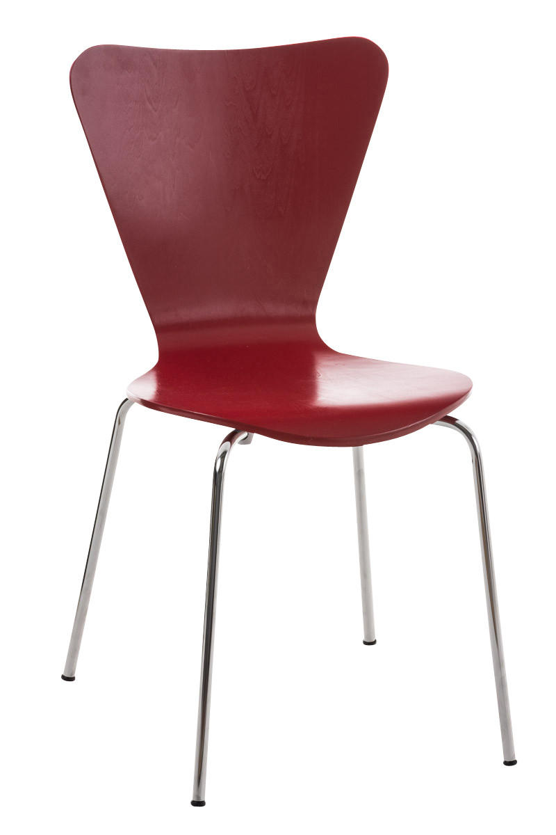 BESUCHERSTUHL Calisso mit Holzsitz und Metallgestell, Farbe: Rot - Chromfarben/Rot, Holz/Metall (42/85/47cm) - TPFLiving