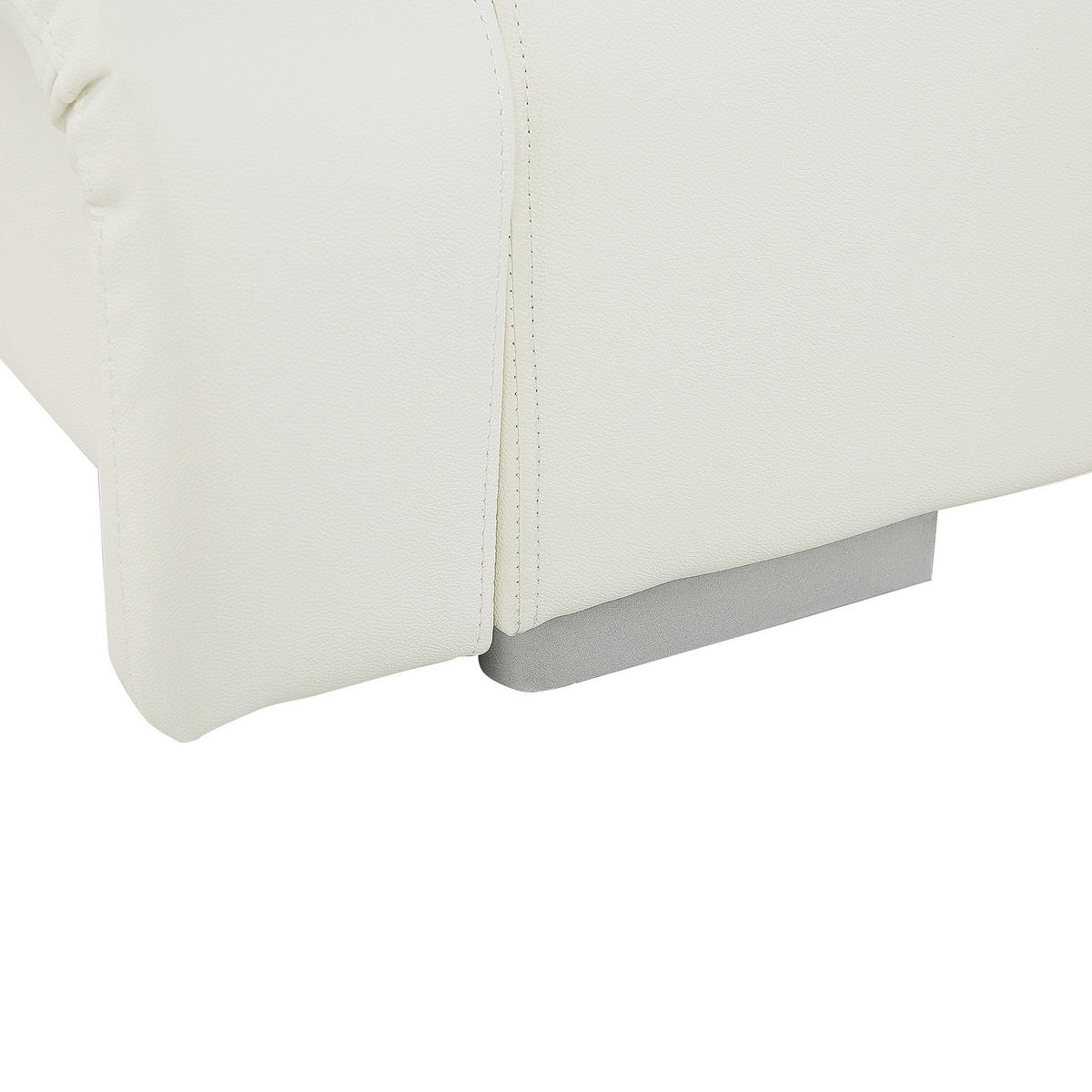 LEDERBETT 140/200cm Cremeweiß Nantes - Creme, Leder (140/200cm) - Beliani