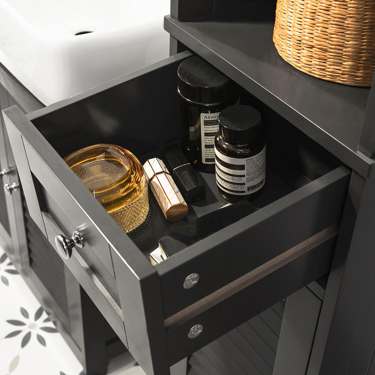 HOCHSCHRANK Dunkelgrau - Grau, Holzwerkstoff (32/170/30cm) - SoBuy