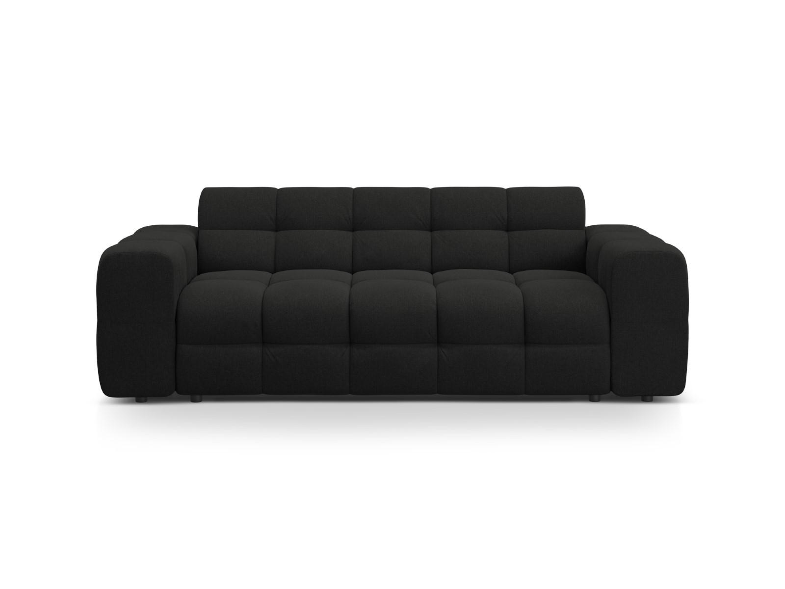SOFA Kendal aus strukturiertem Stoff schwarz 3 Sitzplätze - Schwarz, Textil (103/79/222cm) - Micadoni