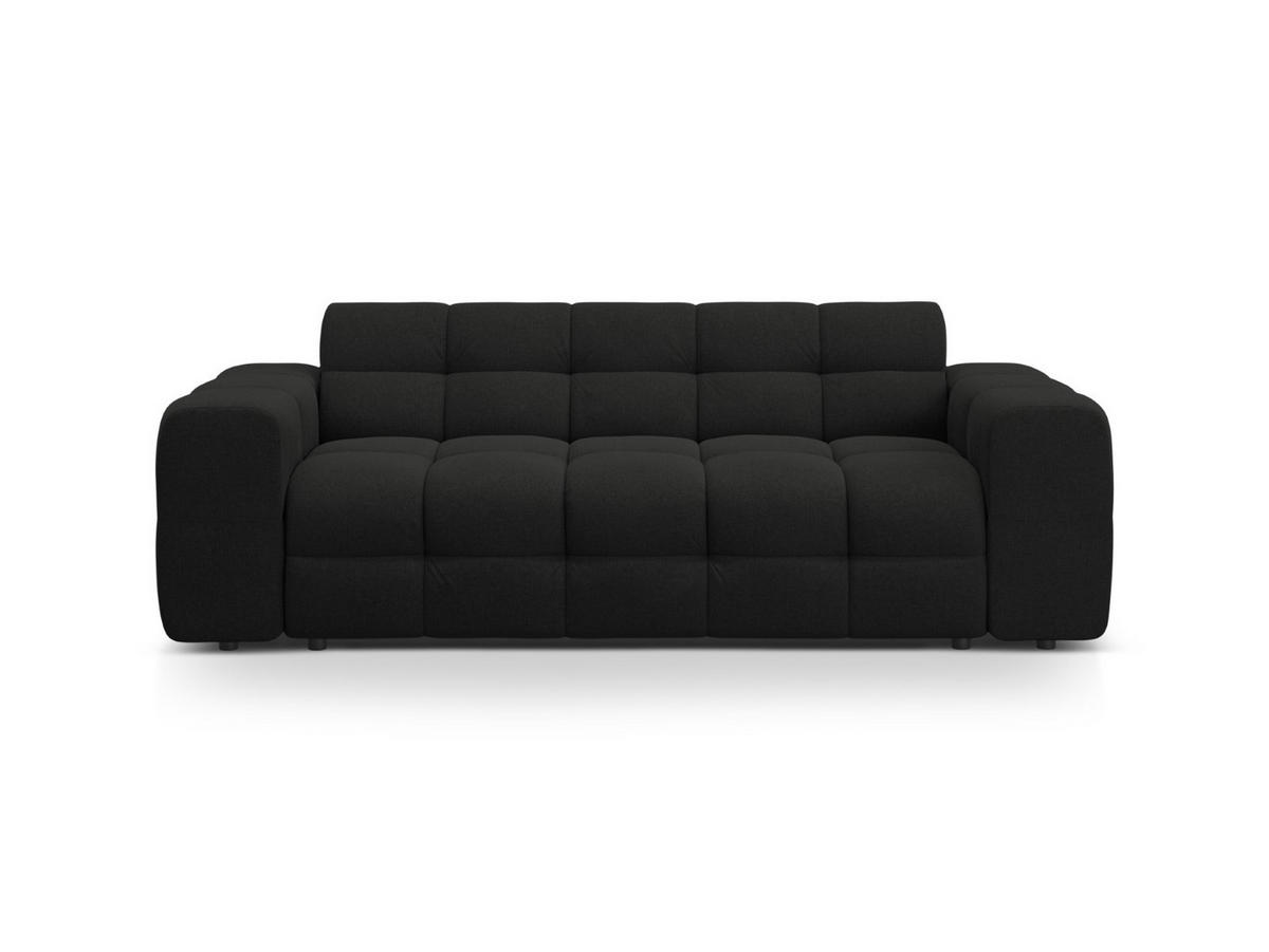 SOFA Kendal aus strukturiertem Stoff schwarz 3 Sitzplätze - Schwarz, Textil (103/79/222cm) - Micadoni