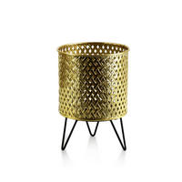 BLUMENTOPF Swen Schwarz 20 cm Metall - Goldfarben/Schwarz, Metall (15/20cm) - Mondex