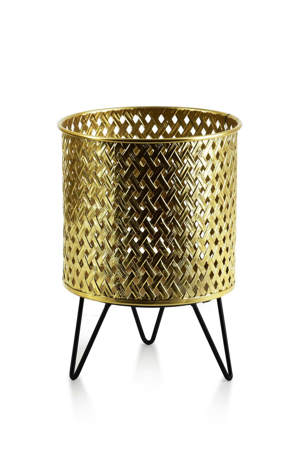 BLUMENTOPF Swen Schwarz 20 cm Metall - Goldfarben/Schwarz, Metall (15/20cm) - Mondex