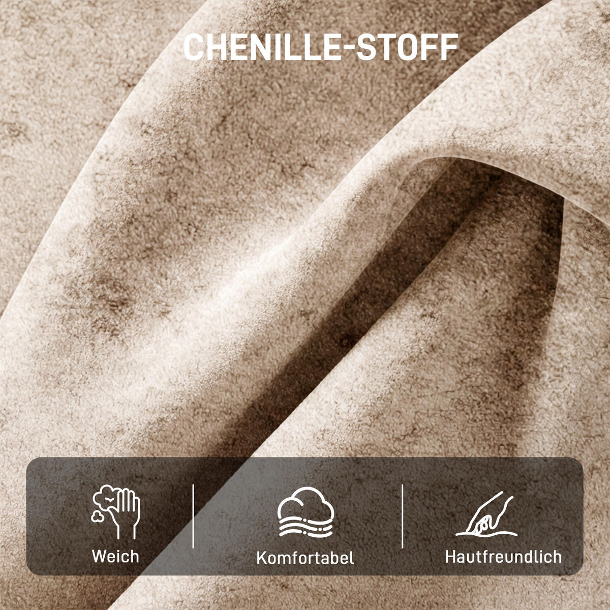 KŘESLO Chenille Dřevo Béžové - hnědá/béžová, dřevo/textil (63.5/78.5/71cm) - HOMCOM