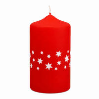 ADVENTSKERZEN Estrellas in Samtlook Rot 12 x 6 cm, 4er Set - Rot, Paraffin (6/12/12cm) - Kopschitz Kerzen