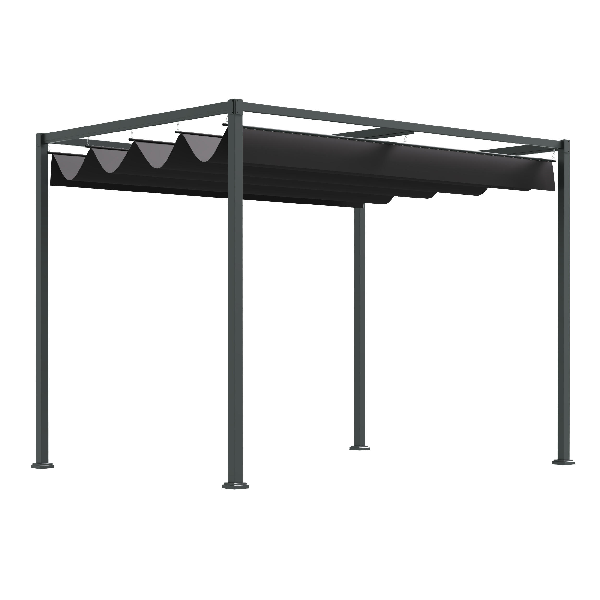 PERGOLA Pavillon Polyester Schwarz+Grau - Schwarz, Kunststoff/Metall (213/221/298cm) - Outsunny