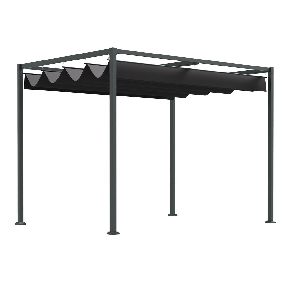 PERGOLA Pavillon Polyester Schwarz+Grau - Schwarz, Kunststoff/Metall (213/221/298cm) - Outsunny