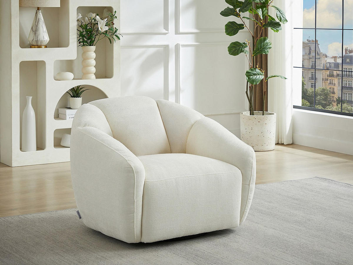 SESSEL mit gerader Rückenlehne - 1 Person - Stoff - Elfenbeinfarben - - Weiß, Textil (93/73/89cm) - Vente-Unique