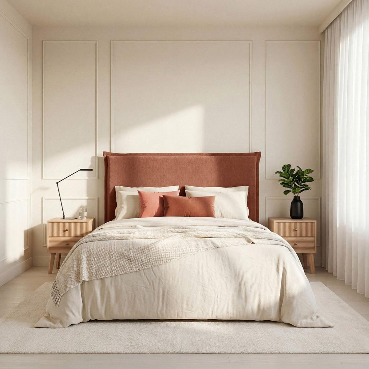 KOPFTEIL DOPPELTES Louise Terrakotta 170 cm x 120 cm - Terracotta, Textil (170/7cm) - Klast Home