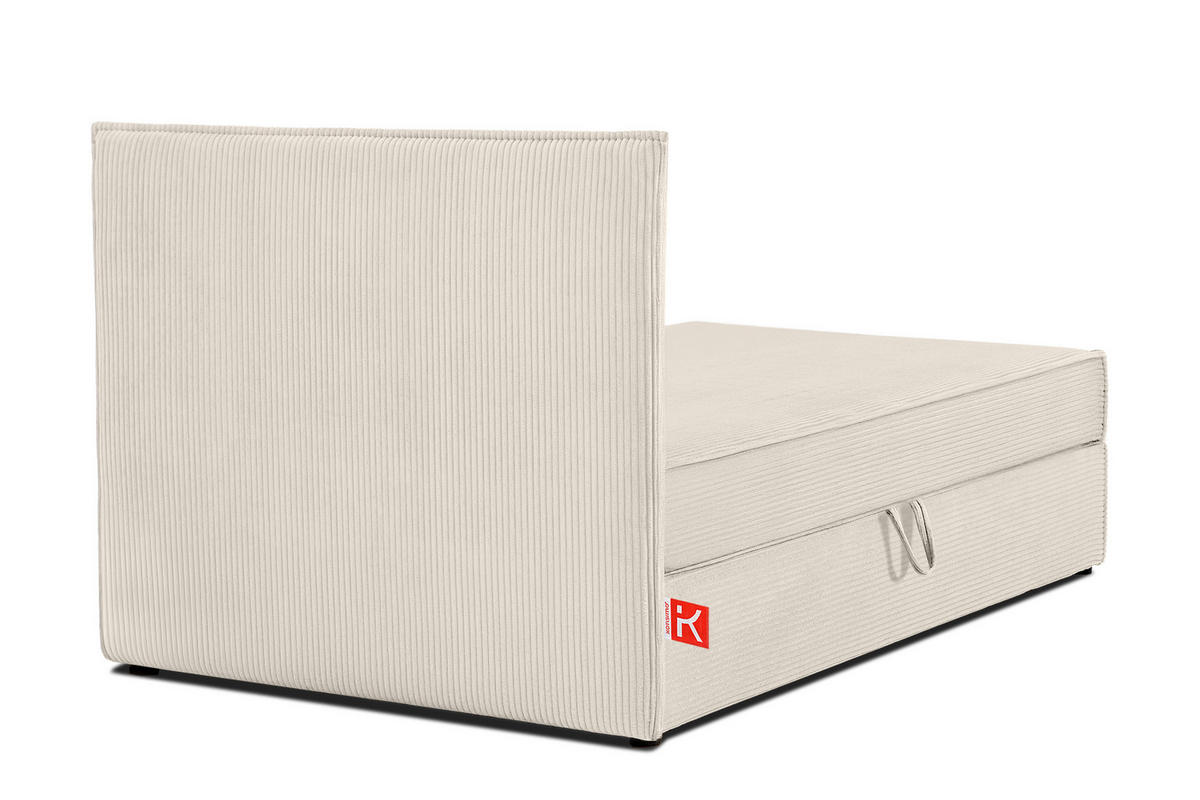 BOXSPRINGBETT ROTI Einzelbett, ecrufarben - Ecru/Schwarz, Holz/Holzwerkstoff (90/200cm) - KONSIMO®