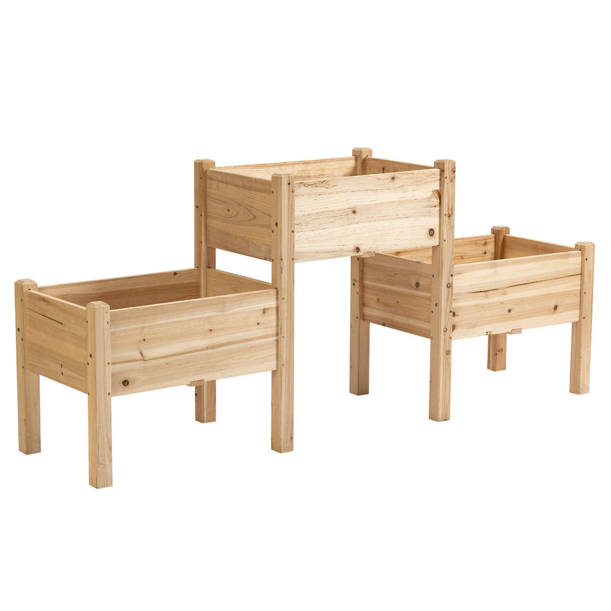 HOCHBEET DE-16031 3-stufig mit Bewässerung Naturholz - Naturfarben, Holzwerkstoff (184/80/45cm) - ComfortXL