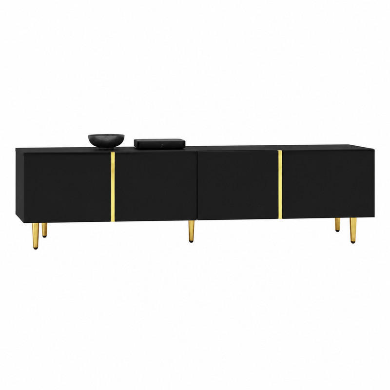 TV-ELEMENT mit 4 Türen 170 x 35 x 46 cm MDF Schwarz Hochglanz - Schwarz, Holzwerkstoff (35/46/170cm) - Beauniv