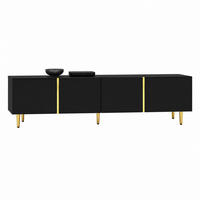 TV-ELEMENT mit 4 Türen 170 x 35 x 46 cm MDF Schwarz Hochglanz - Schwarz, Holzwerkstoff (35/46/170cm) - Beauniv