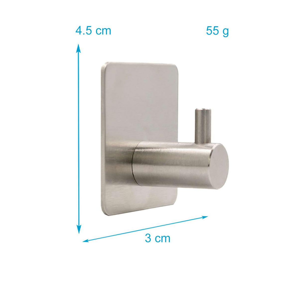 HANDTUCHHALTER selbstklebender Haken (4-tlg.) - Silberfarben, Metall (4.5/3/4.5cm) - Intirilife