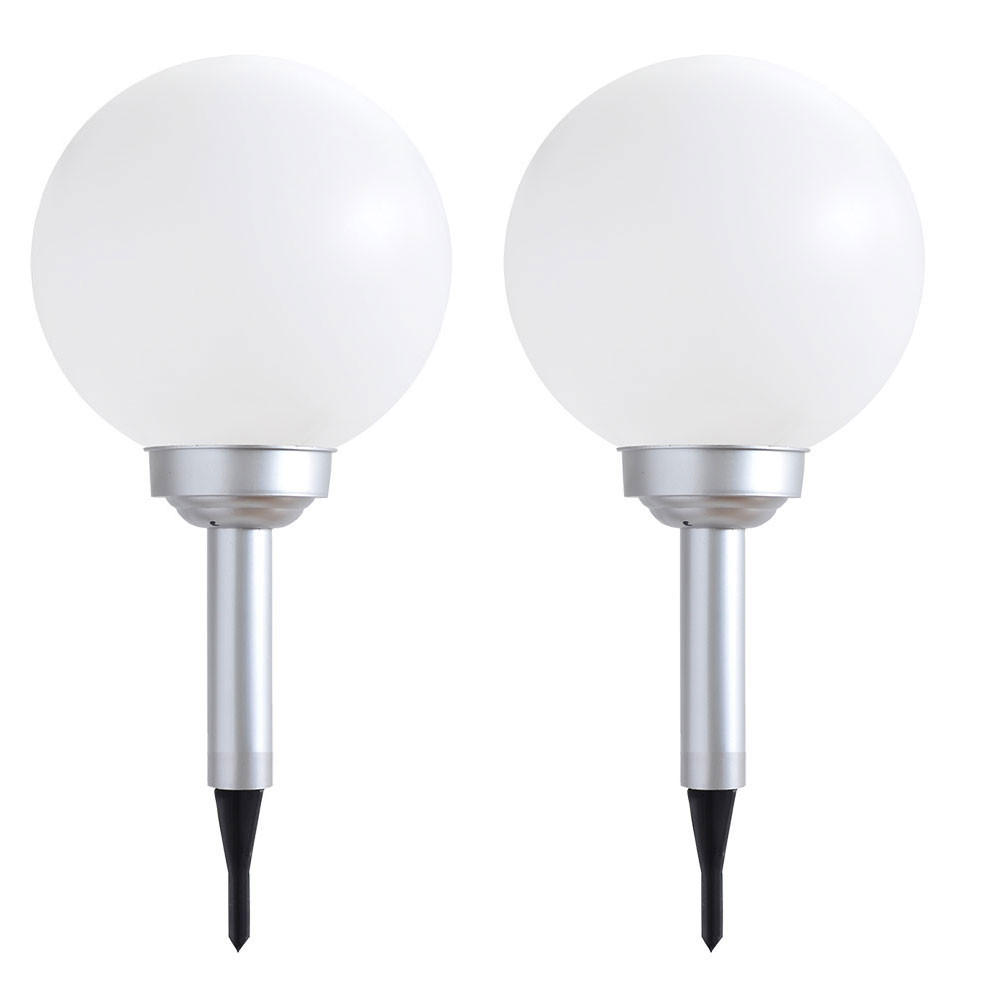 LED AUSSENLEUCHTE Kugel Weiß 2er Set - Weiß, Kunststoff (15/15/42.5cm)