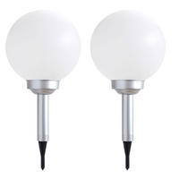 LED AUSSENLEUCHTE Kugel Weiß 2er Set - Weiß, Kunststoff (15/15/42.5cm)