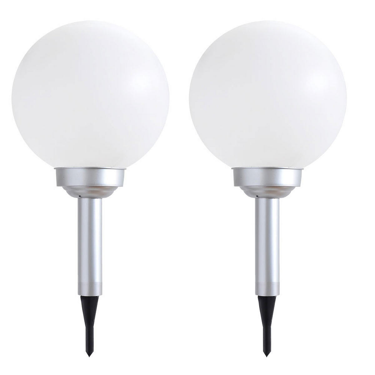 LED AUSSENLEUCHTE Kugel Silber - Silberfarben, Kunststoff (15/15/42.5cm)