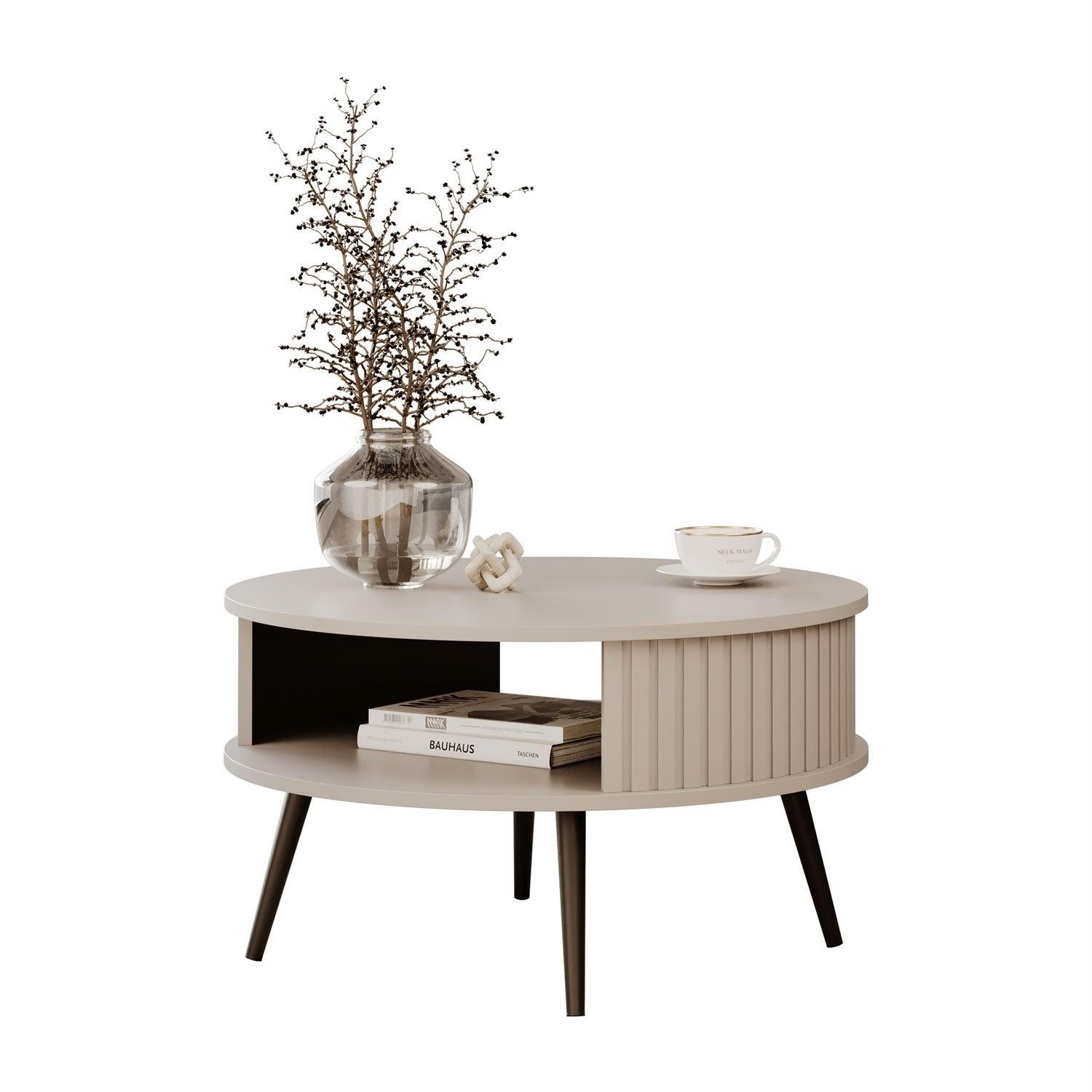 RUNDER Couchtisch IVY - Beige, Holzwerkstoff (76/44/76cm) - Lookway