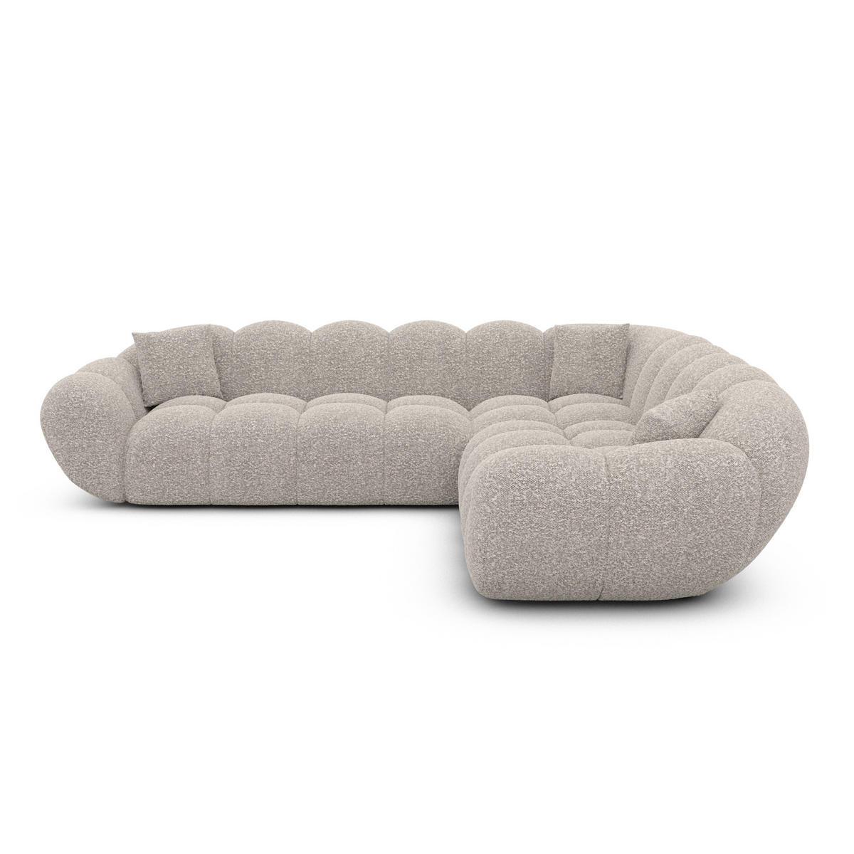 ECKSOFA Liva Sand Bouclé - Sandfarben, Textil (258/258cm) - VAROYAL