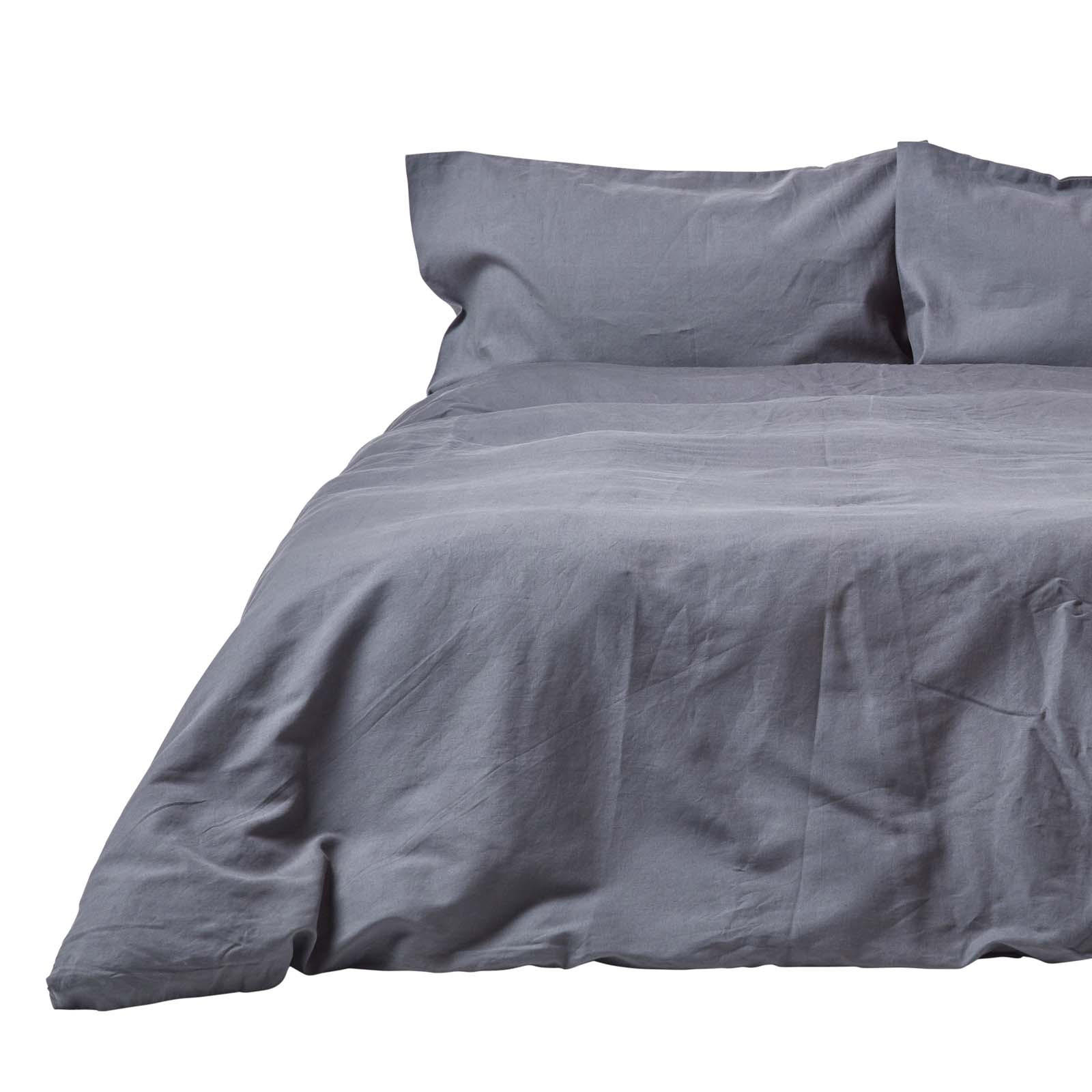 BETTWÄSCHE Leinen - Dunkelgrau, Textil (200/200cm) - Homescapes
