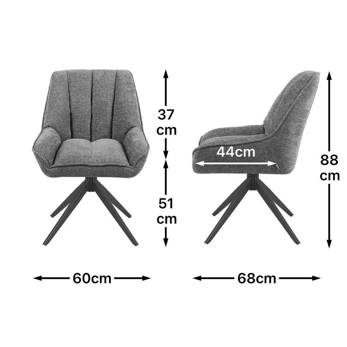 DREHSTUHL Mika-Zoe - Creme/Schwarz, Textil/Metall (60/88/68cm) - DUBI Möbel