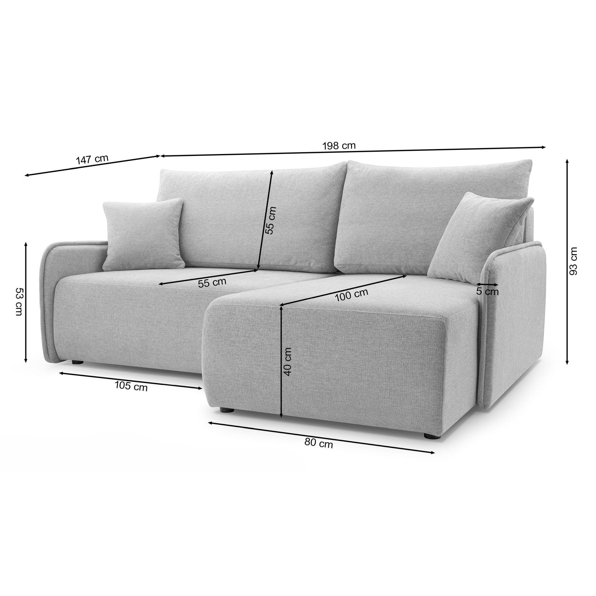 Thumbnail - Selsey Ecksofa, Dunkelgrau, Textil, 3-Sitzer, Ottomane rechts, L-Form,L-Form, 198x147 cm, Wohnzimmer, Sofas & Couches, W...
