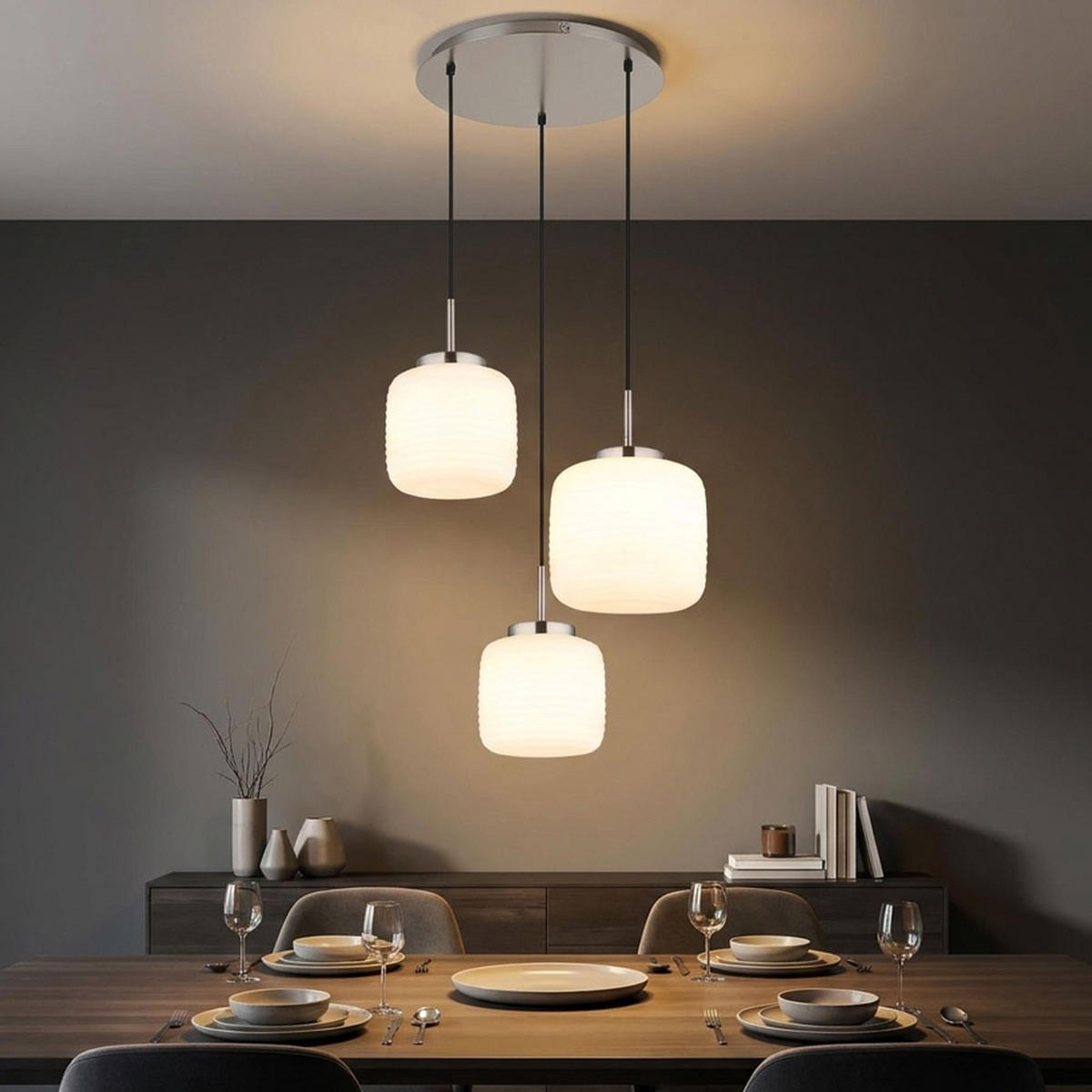 LED HÄNGELEUCHTE Metall Weiß KLADORA - Orange, Glas (52.5/52.5/130cm) - Globo Lighting