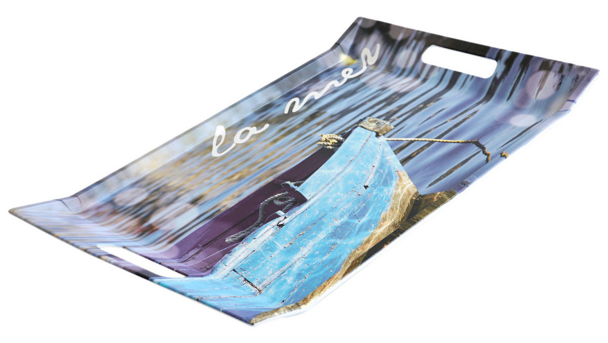 TABLETT Meer, rechteckige Serviertablett mit Griff 47x31 cm - Blau, Kunststoff (31/3/47cm) - Lashuma