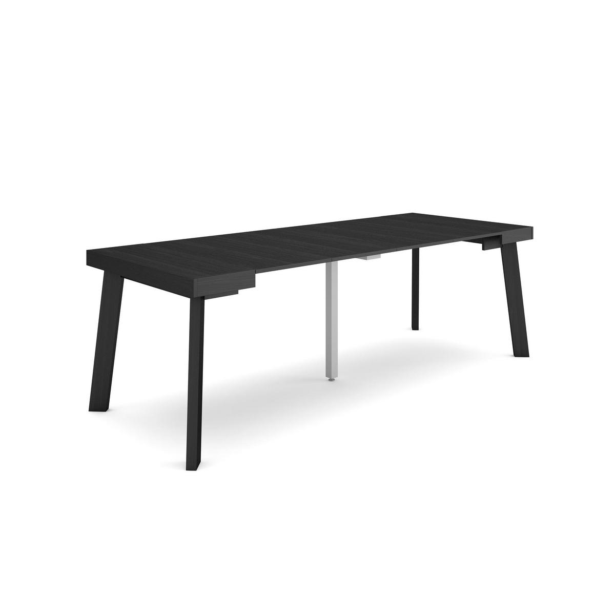 KONSOLENTISCH ausziehbar 58 bis 222cm, für 10 Gäste, schwarz, 90/58/73cm - Schwarz, Holzwerkstoff (90/222/73cm) - Skraut Home