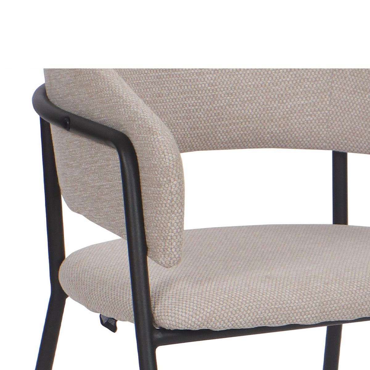 STUHL OVO gespolsterter - beige - Glamour Chenille - Beige/Schwarz, Textil/Metall (56/79/54cm) - NEW HOME