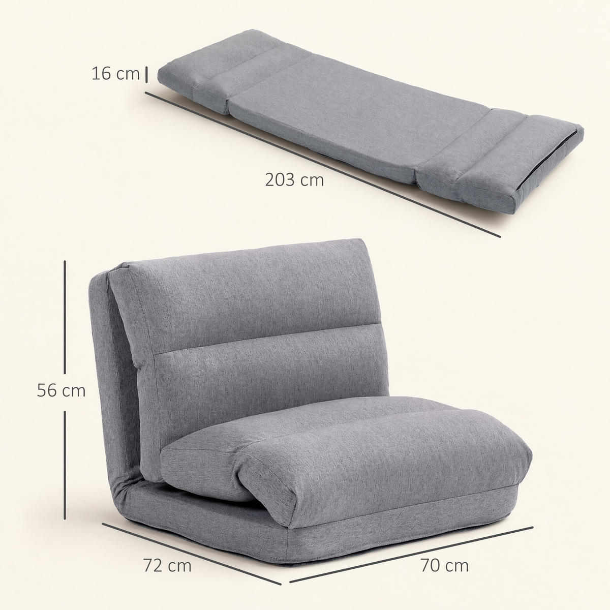 SCHLAFSESSEL Grau 70.0/72.0/56.0 cm - Grau, Textil (72/56/70cm)