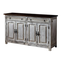 SIDEBOARD Mango / Akazie 150x45x90 weiß gewachst CASTLE-ANTIK #261 - Weiß, Holz (150/90/45cm) - Massivmoebel24
