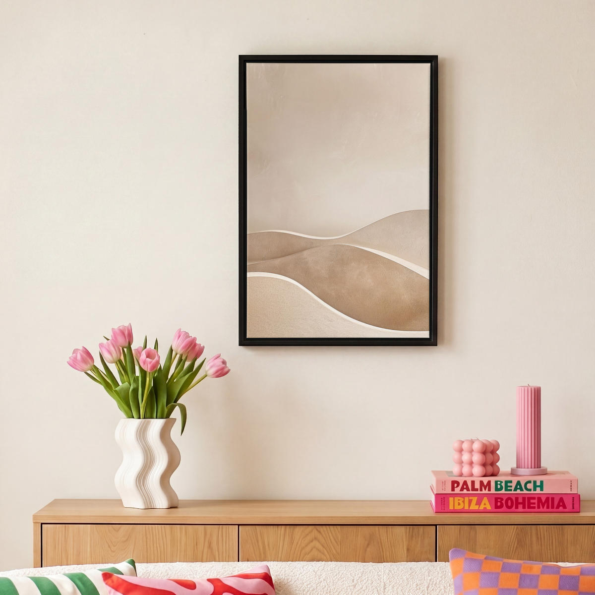 LEINWAND Bilder mit Rahmen - Beige - Natur - Abstrakt - Modern - 20x30 - Beige, Textil (20/30cm) - MuchoWow