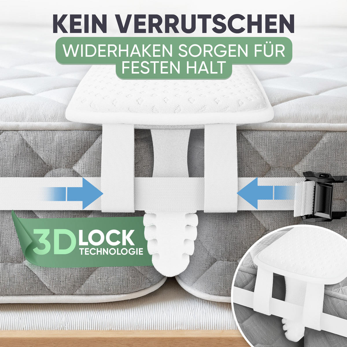 MATRATZENKEIL RITZENFÜLLER 200 cm inkl. verstellbarer Spanngurtfixierung 9,6 m - Weiß Hochglanz, Textil (18/200cm) - Blumtal