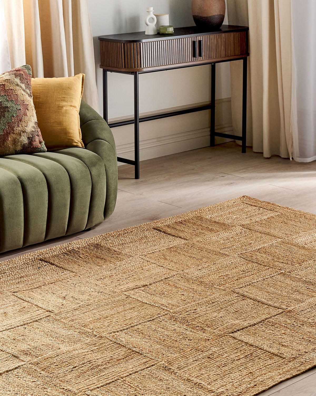 TEPPICH geflochten Beige 160/230 cm Esentepe - Beige, Naturmaterialen (160/230cm) - Beliani