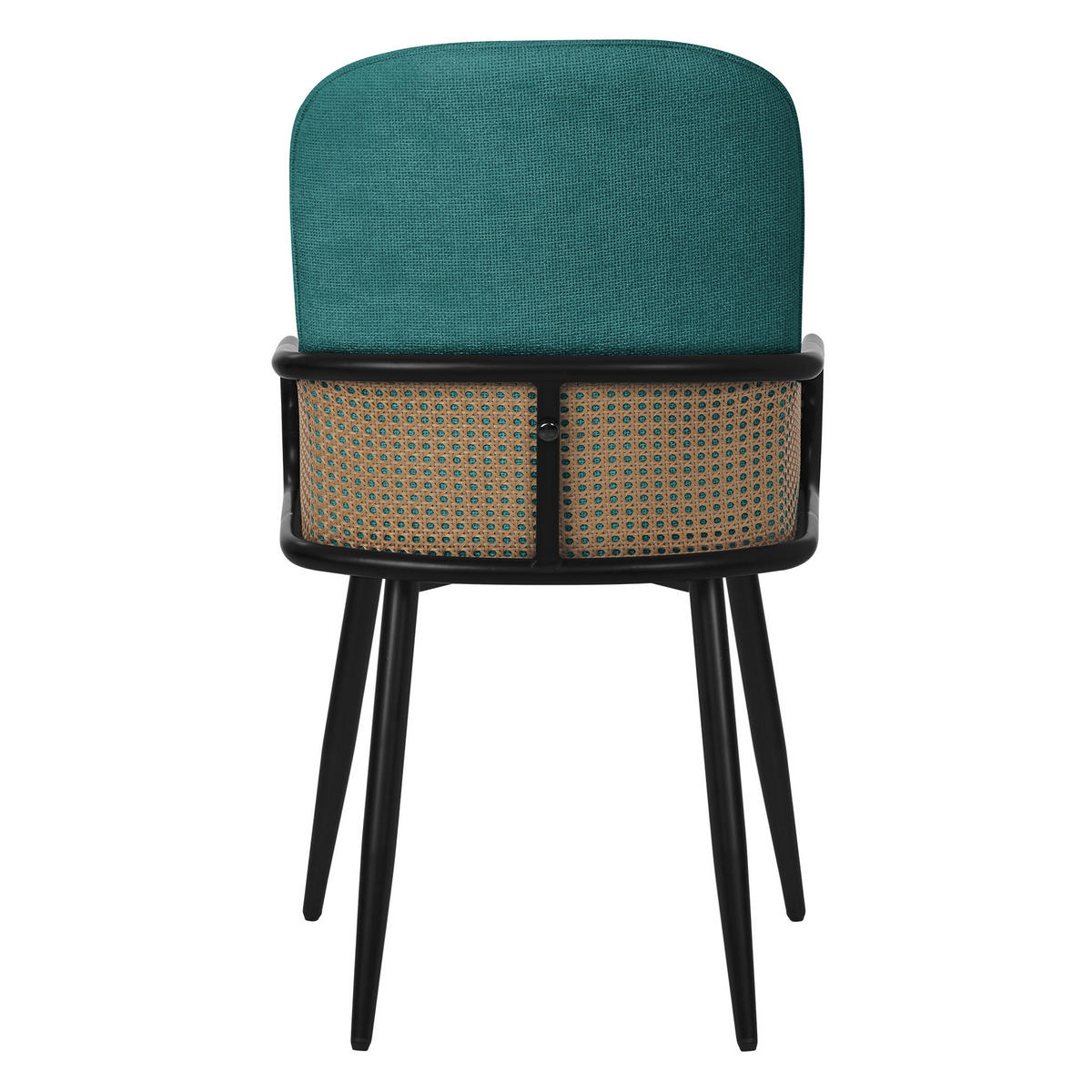 ESSZIMMERSTÜHLE 6er Set Petrol mit Stoffbezug Rattan Optik - Petrol/Schwarz, Naturmaterialien/Textil (51/91/61cm) - ML-DESIGN