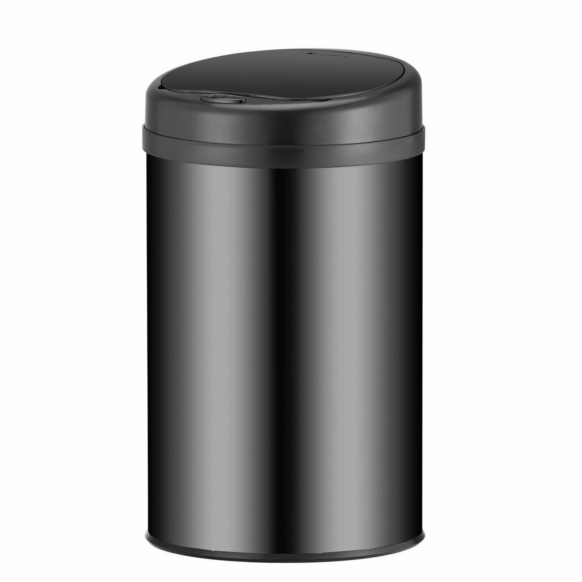 MÜLLEIMER rund 30L schwarz mit Sensor - Schwarz, Metall (31/52/31cm) - Juskys