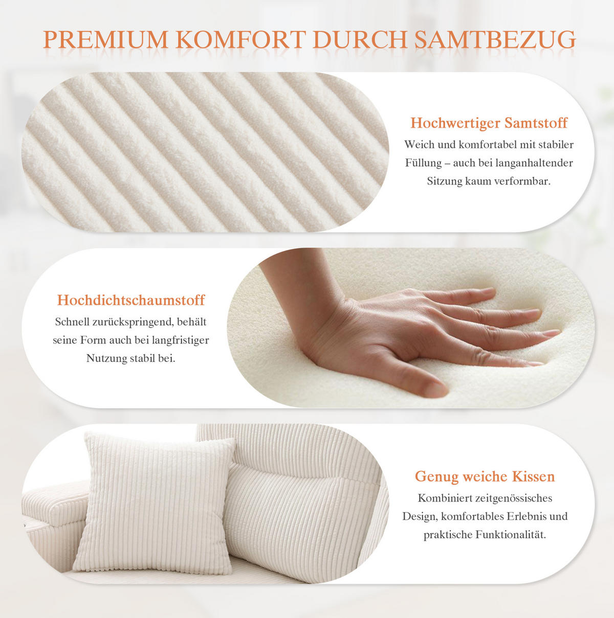 ECKSOFA 4-Sitzer Cord mit Stauraum und USB-Anschluss Schlaffunktion 272/136/86 cm Beige - Beige, Textil (136/86/272cm) - Redom