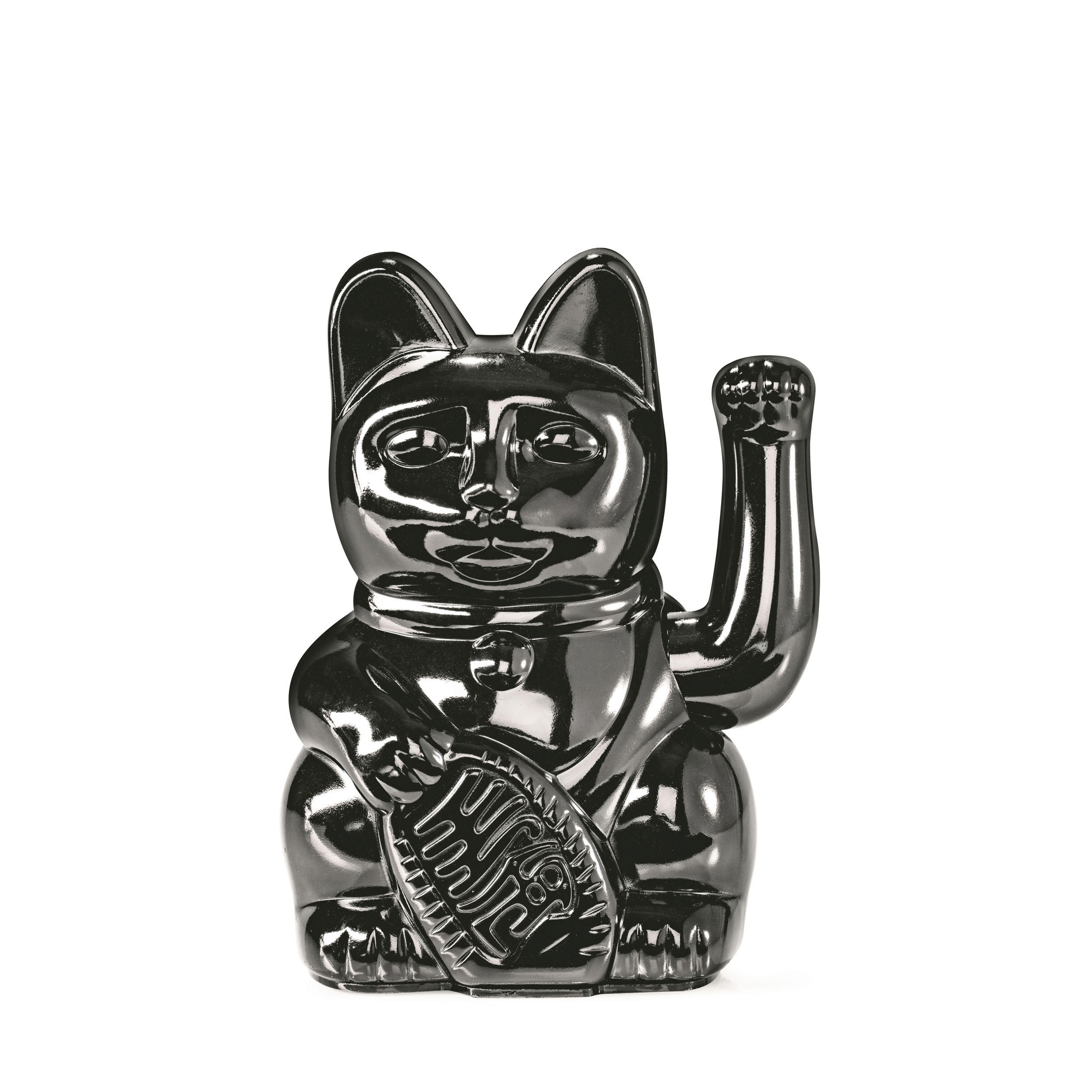 WINKEKATZE Lucky Cat Maneki Neko Egypt, Kunststoff, Shiny Black, 15 cm - Schwarz, Kunststoff (10.5/15/8.5cm) - Donkey Products
