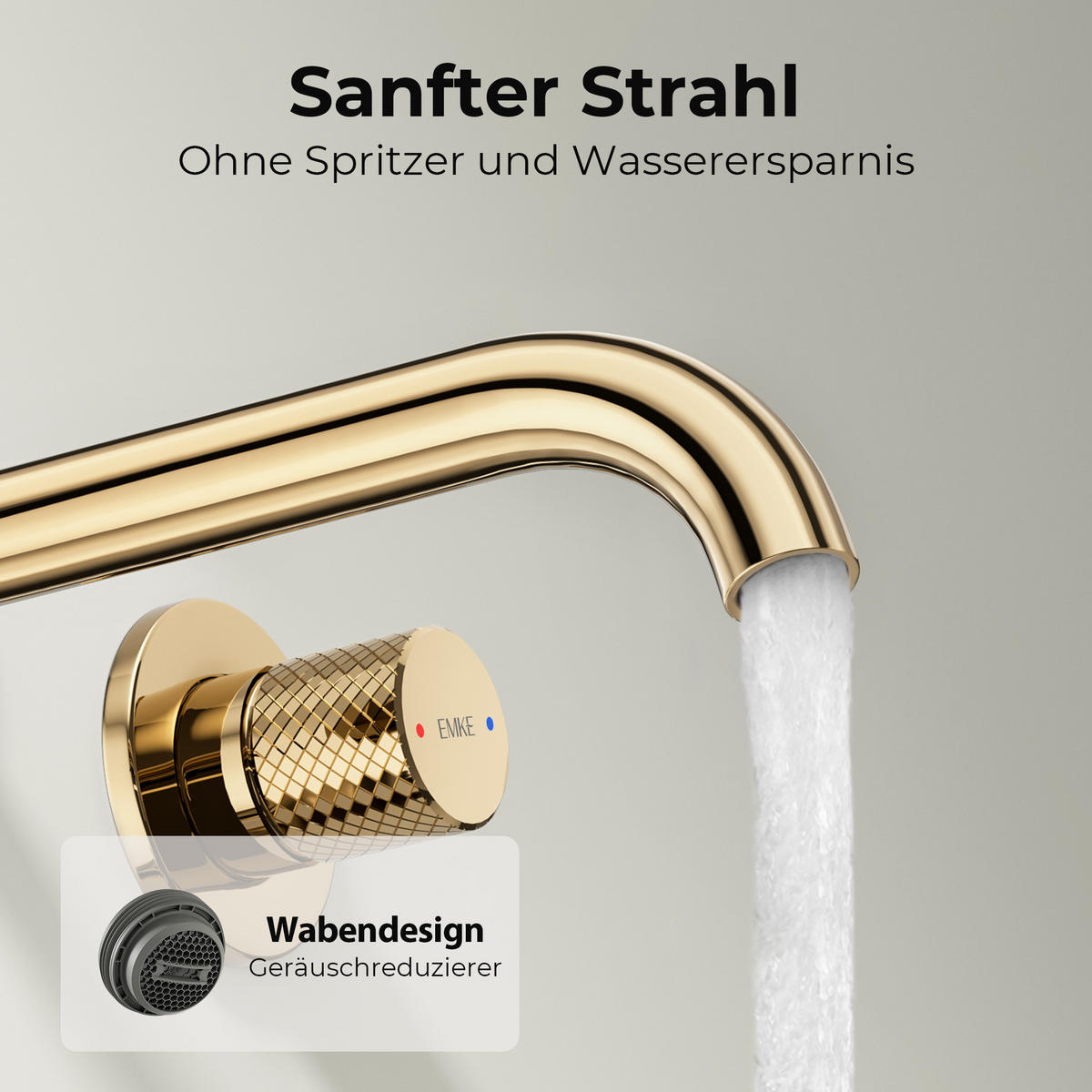WASCHTISCHARMATUR Unterputz Champagnergold 28,1/14/6,5 cm - Champagner, Metall (28.1/14/6.5cm) - EMKE