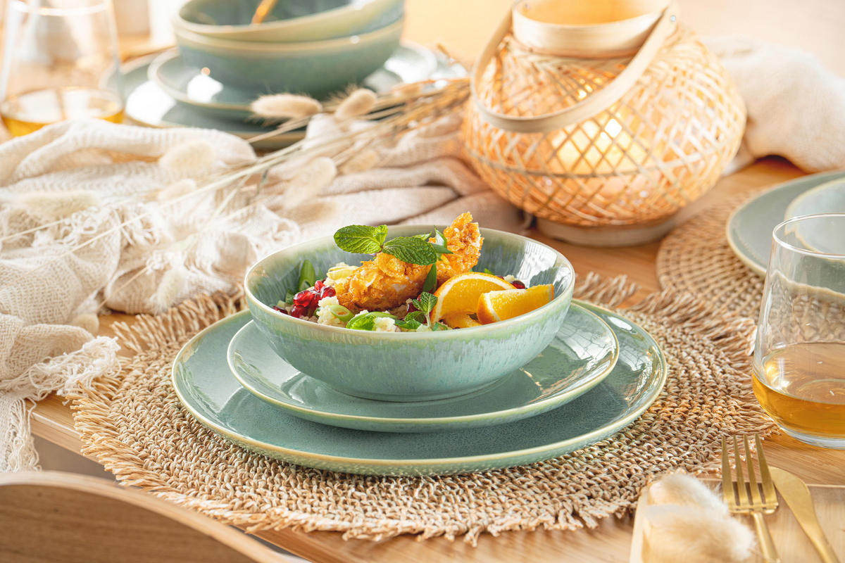 TAFELSERVICE MAYA - 12 teilig aus Steingut - Grün, Keramik (35.4/33/36.29cm) - Sänger